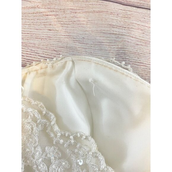 Maggie Sottero Couture Warm Ivory Satin Strapless Embellished Wedding Dress - 6 - Picture 15 of 16